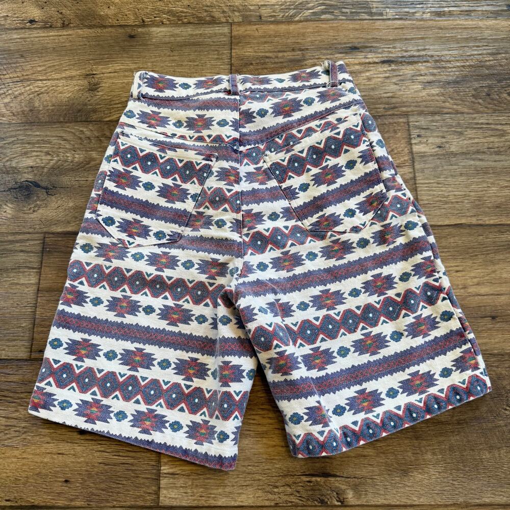Vintage 80s Western Aztec Denim High Waisted Shorts